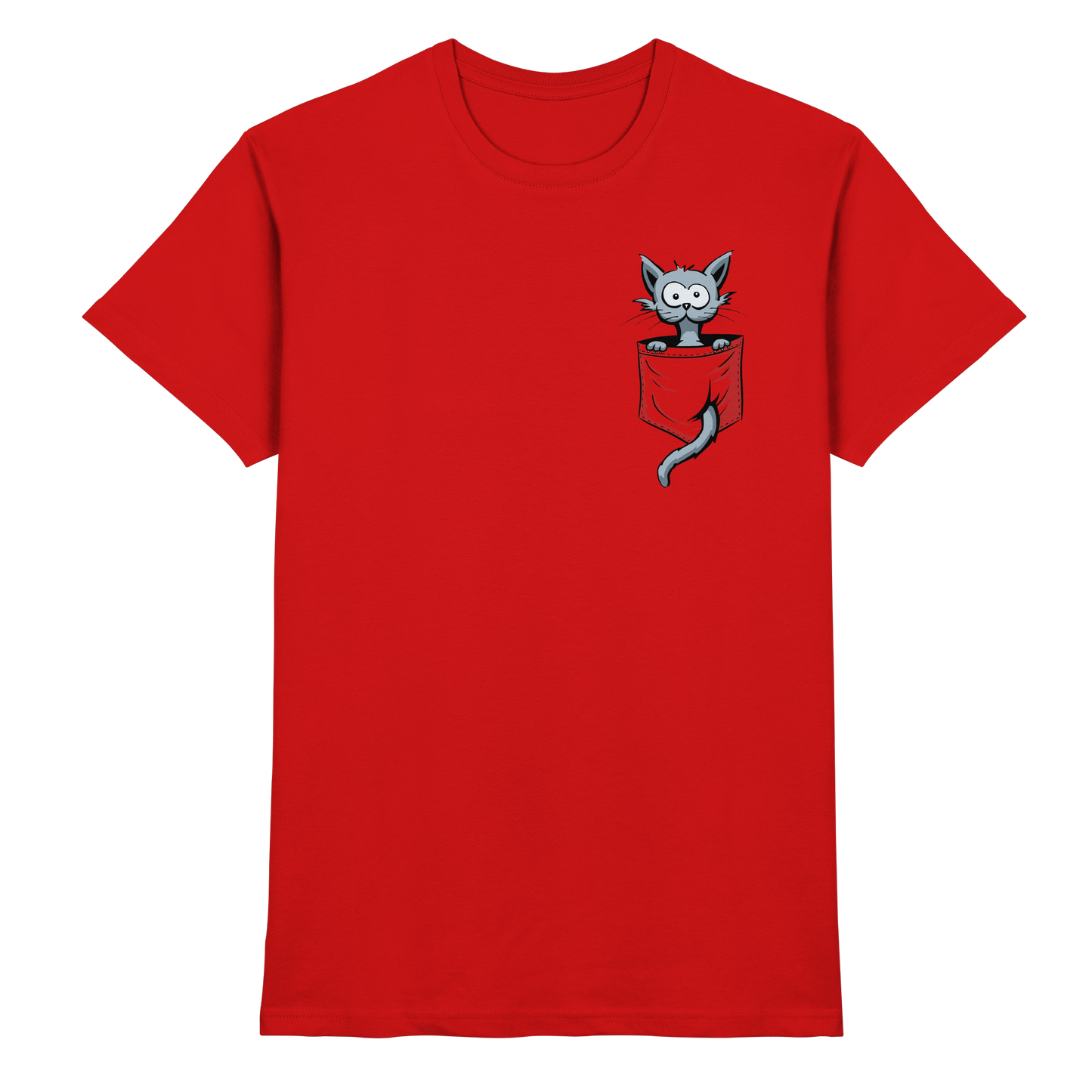 Verrückte Katze in Deiner Brust-Tasche - Premium Shirt