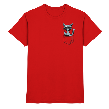 "Fuck Off" Mittelfinger Katze in der Tasche - Premium Shirt