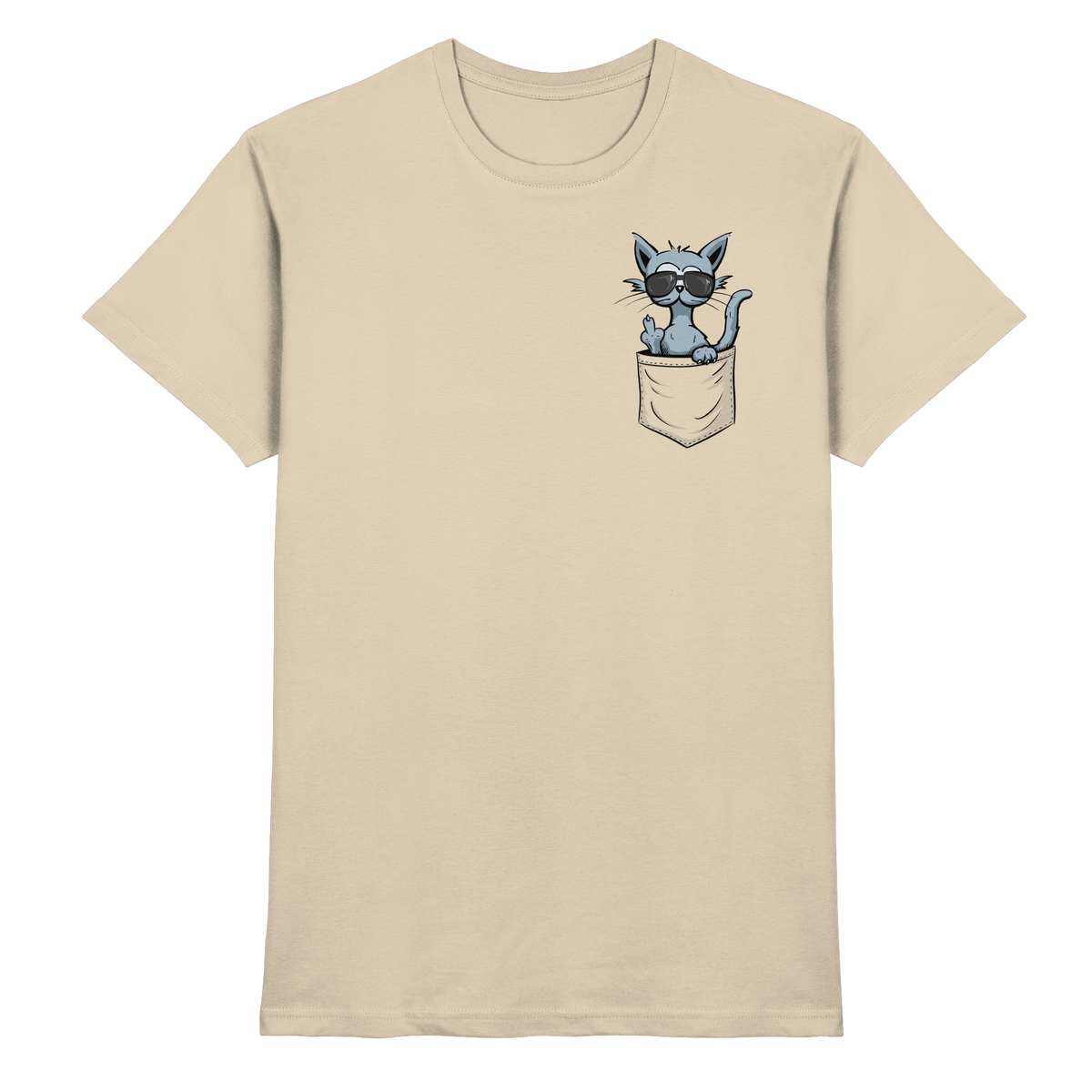 "Fuck Off" Mittelfinger Katze in der Tasche - Premium Shirt