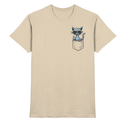 "Fuck Off" Mittelfinger Katze in der Tasche - Premium Shirt
