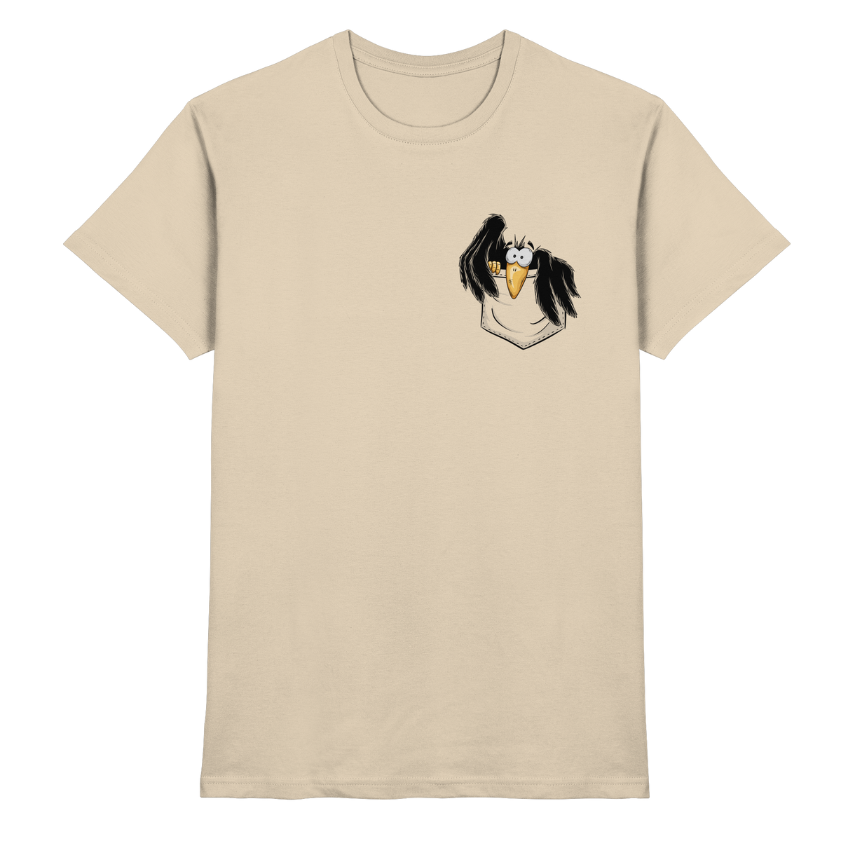 Kleiner Rabe | schwarze Krähe In Tasche - Premium Shirt