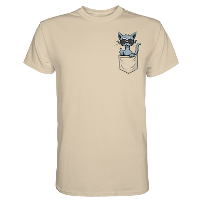 "Fuck Off" Mittelfinger Katze in der Tasche - Premium Shirt