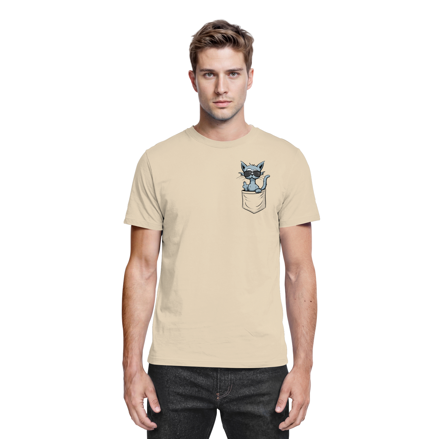 "Fuck Off" Mittelfinger Katze in der Tasche - Premium Shirt