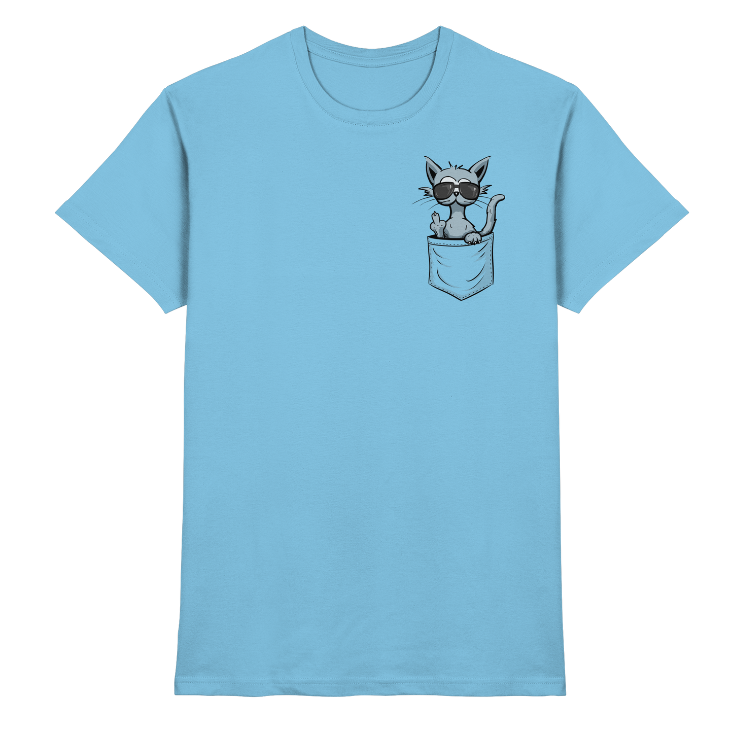 "Fuck Off" Mittelfinger Katze in der Tasche - Premium Shirt