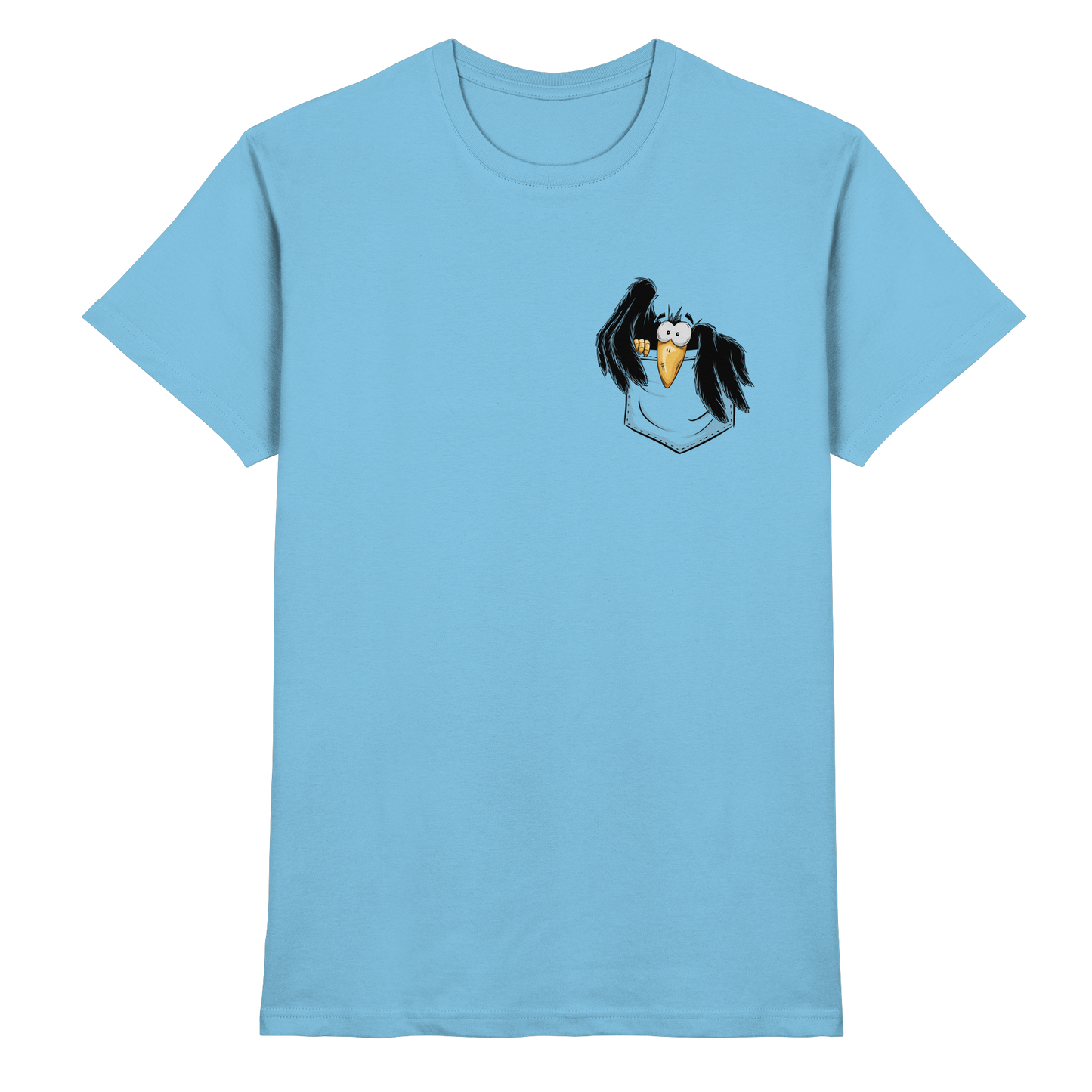 Kleiner Rabe | schwarze Krähe In Tasche - Premium Shirt