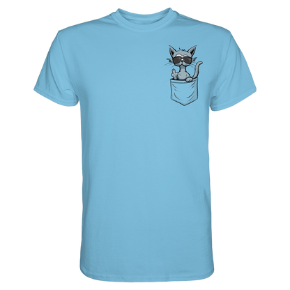 "Fuck Off" Mittelfinger Katze in der Tasche - Premium Shirt