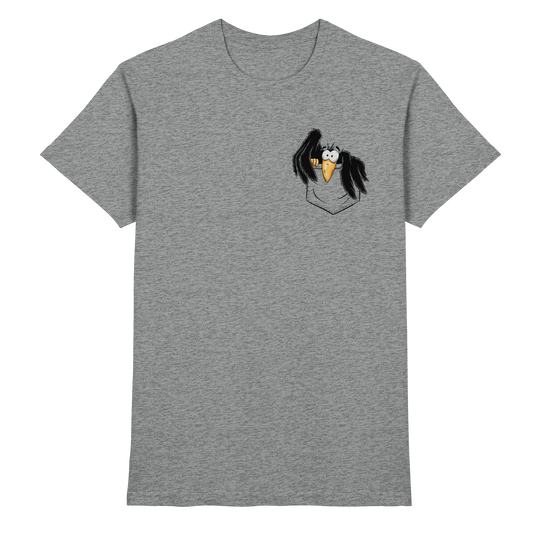 Kleiner Rabe | schwarze Krähe In Tasche - Premium Shirt