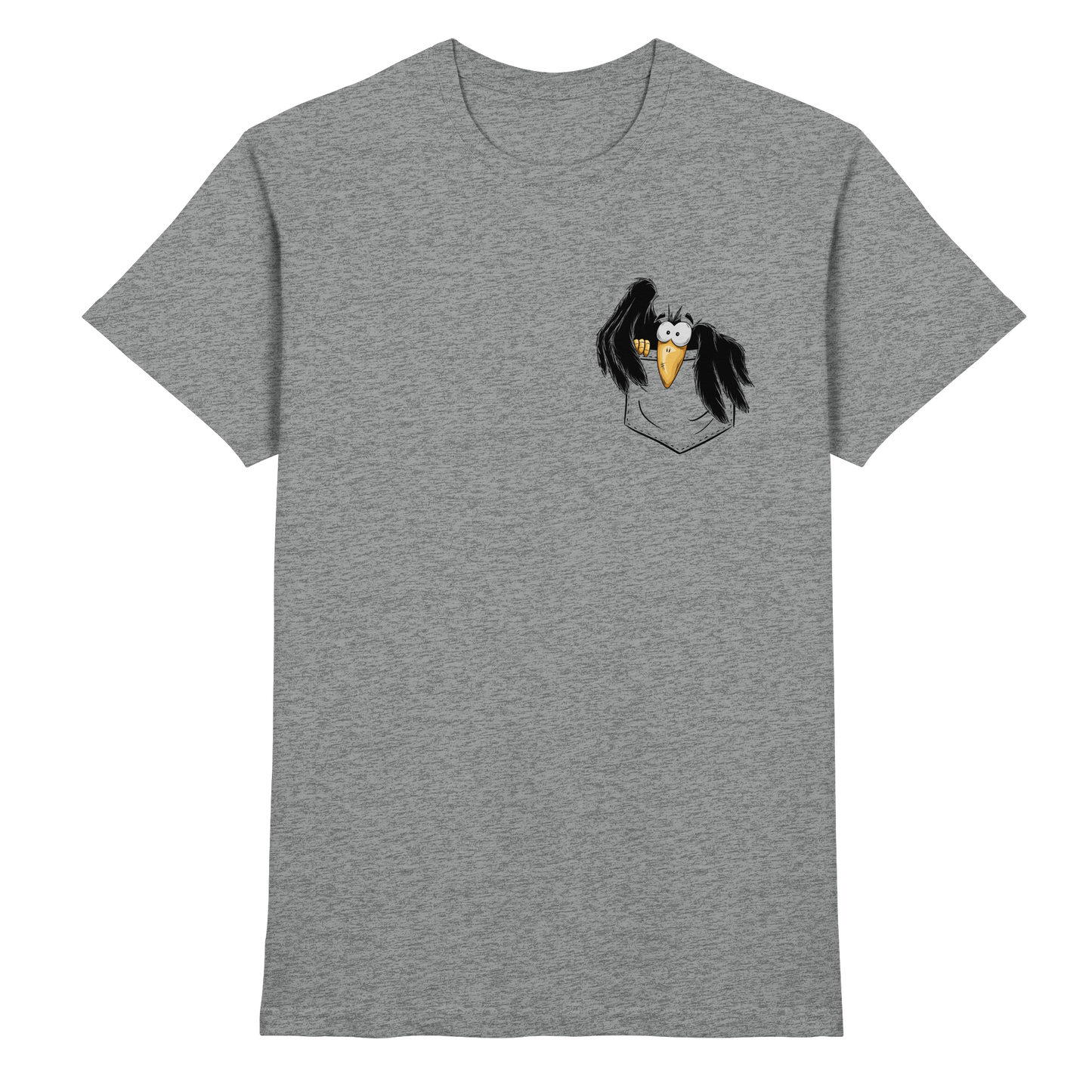 Kleiner Rabe | schwarze Krähe In Tasche - Premium Shirt