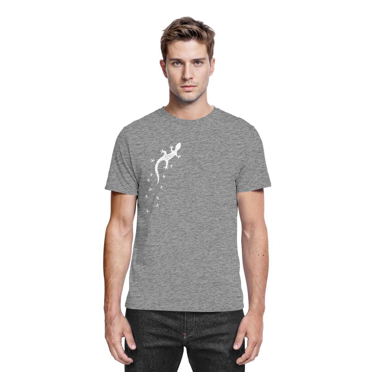 Gecko Eidechse Silhouette hell - Premium Shirt