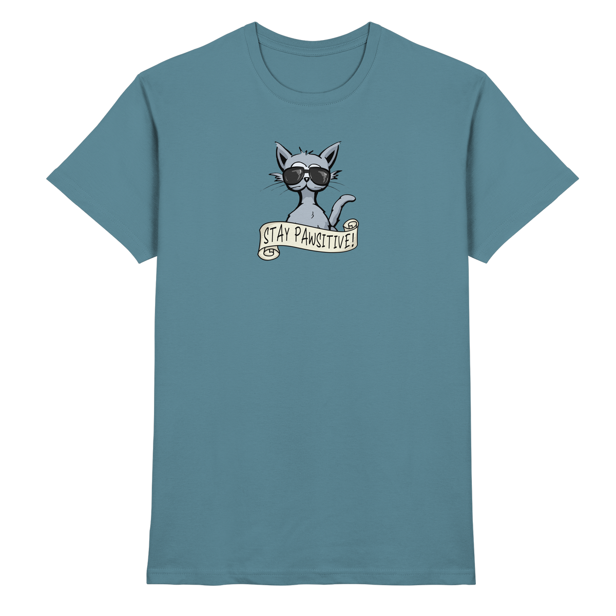 Stay Pawsitive Bleib lässig Hipster Katze - Premium Shirt