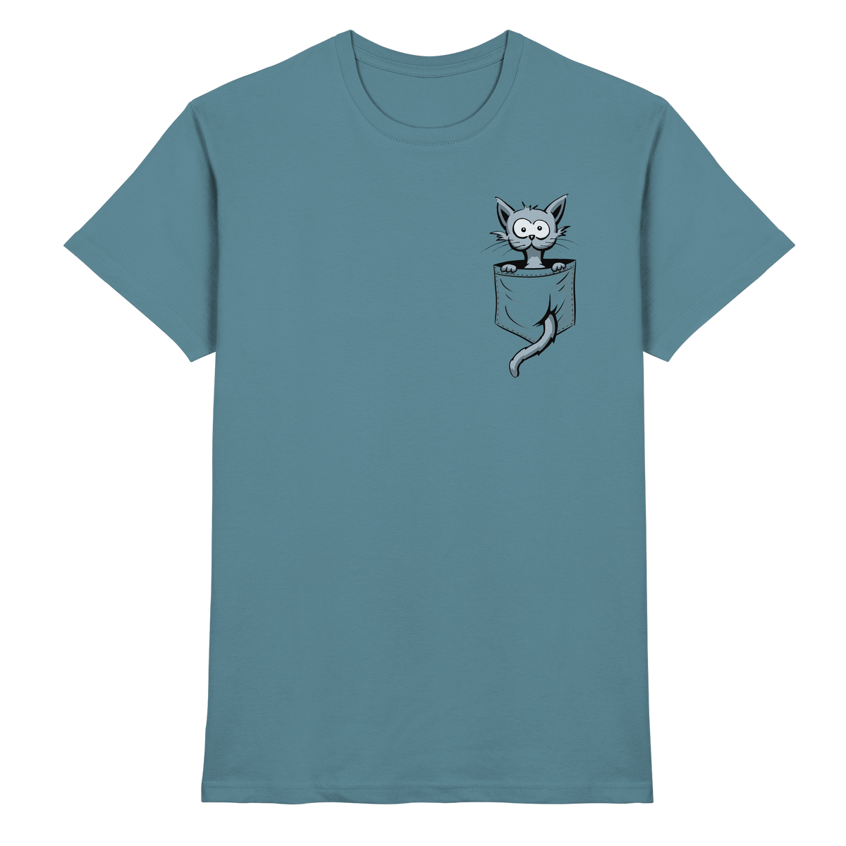 Verrückte Katze in Deiner Brust-Tasche - Premium Shirt