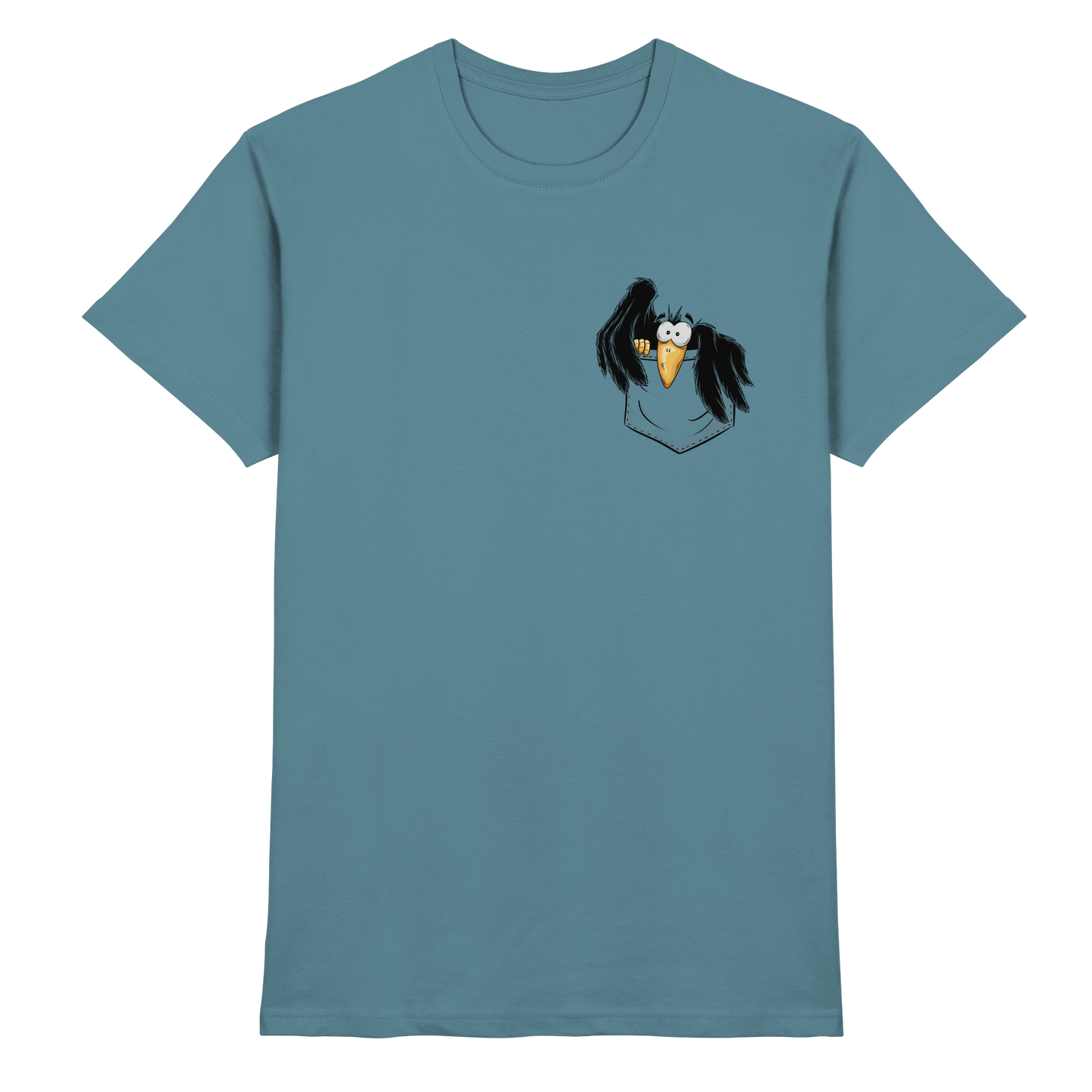 Kleiner Rabe | schwarze Krähe In Tasche - Premium Shirt