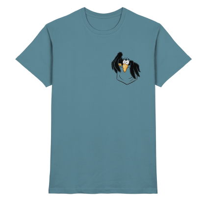 Kleiner Rabe | schwarze Krähe In Tasche - Premium Shirt