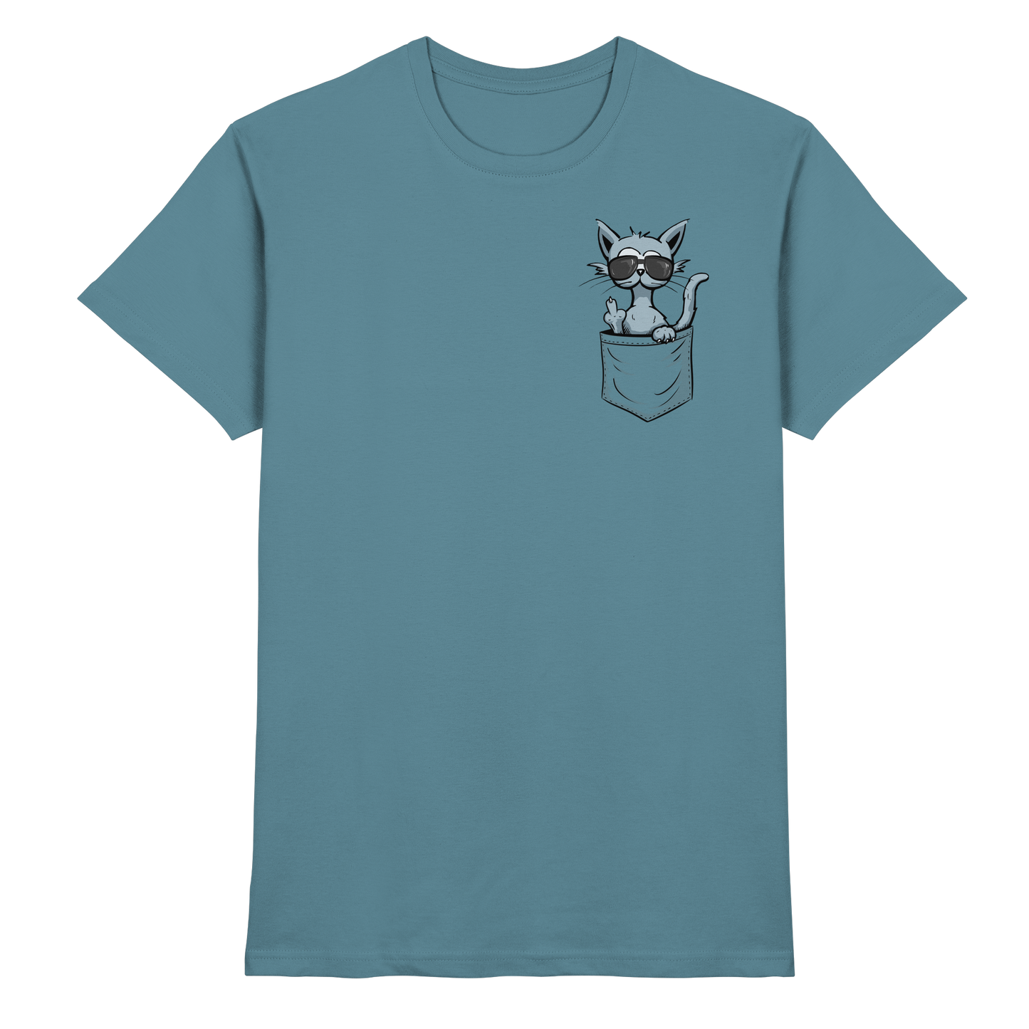 "Fuck Off" Mittelfinger Katze in der Tasche - Premium Shirt