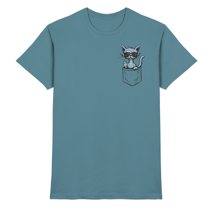 "Fuck Off" Mittelfinger Katze in der Tasche - Premium Shirt