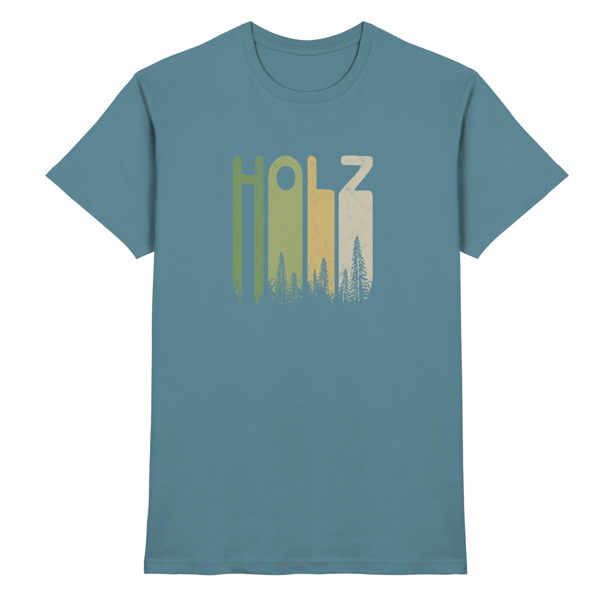Holz Retro Wald Schriftzug - Premium Shirt