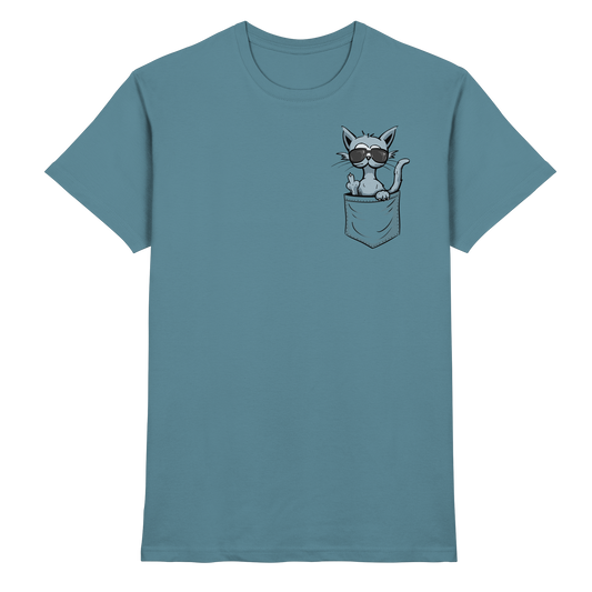 "Fuck Off" Mittelfinger Katze in der Tasche - Premium Shirt