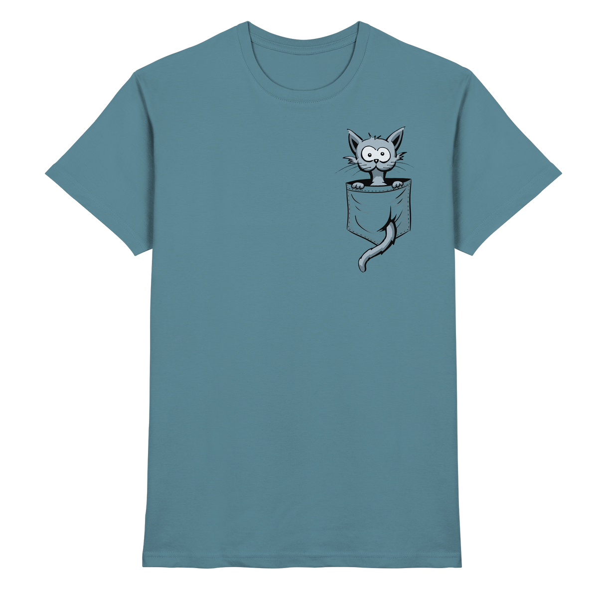 Verrückte Katze in Deiner Brust-Tasche - Premium Shirt