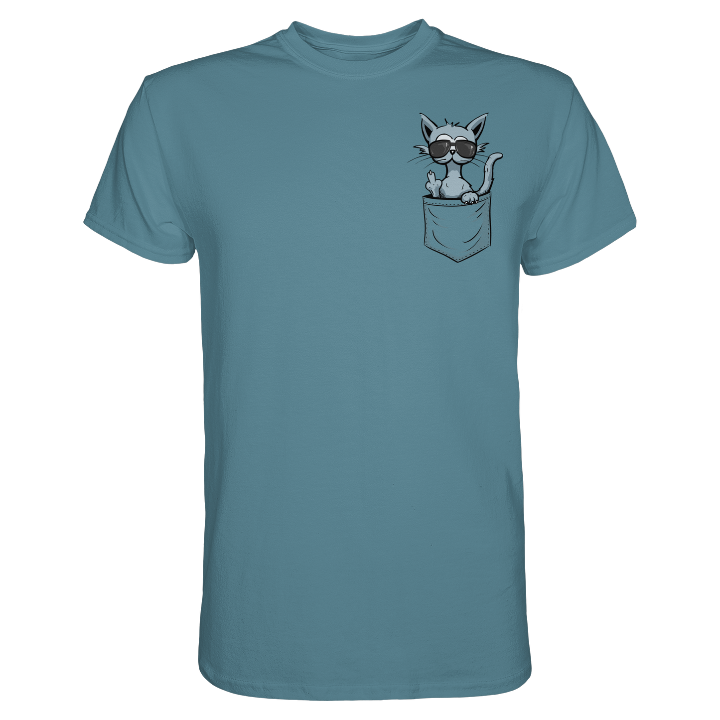 "Fuck Off" Mittelfinger Katze in der Tasche - Premium Shirt