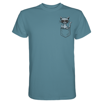 "Fuck Off" Mittelfinger Katze in der Tasche - Premium Shirt