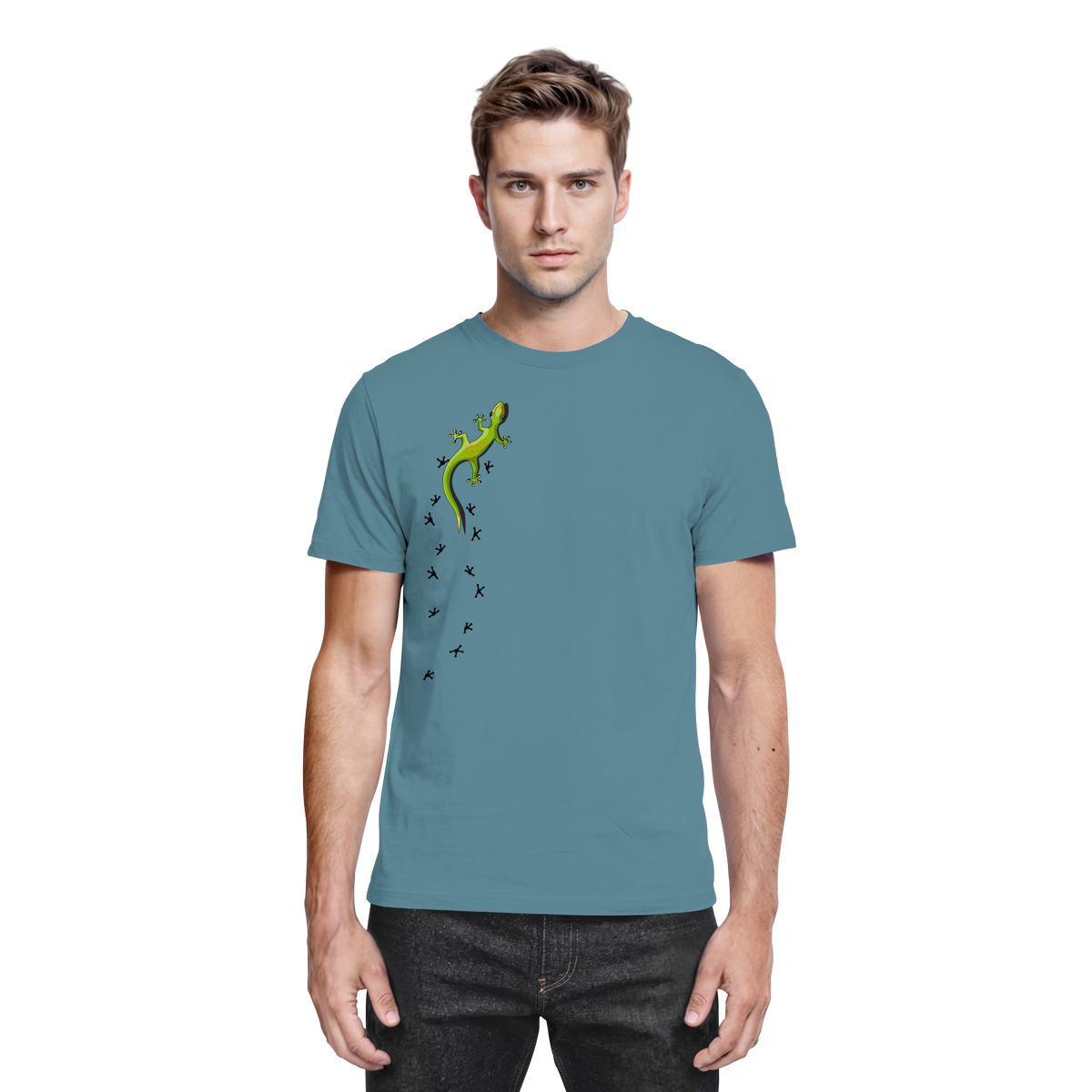 Kletternder Gecko mit Spuren - Premium Shirt