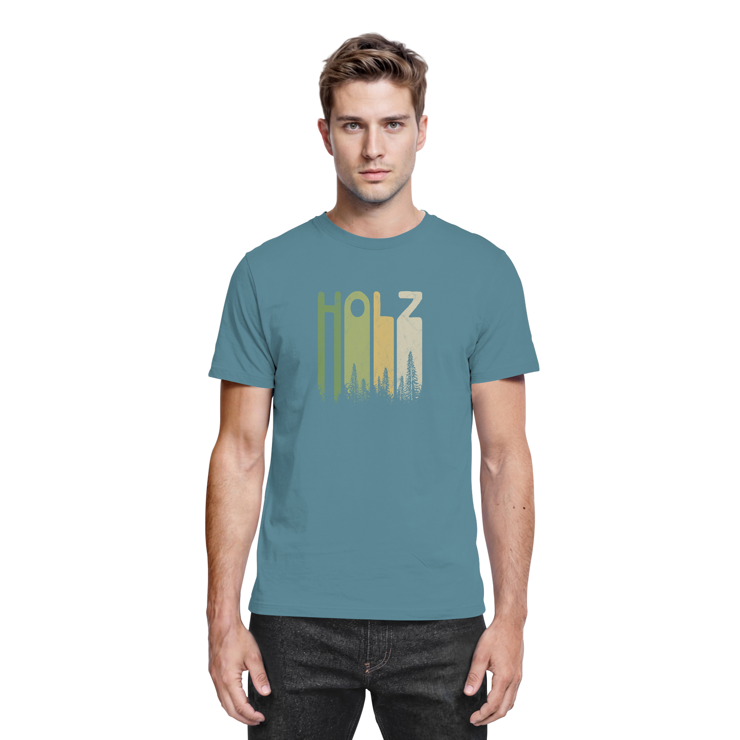 Holz Retro Wald Schriftzug - Premium Shirt