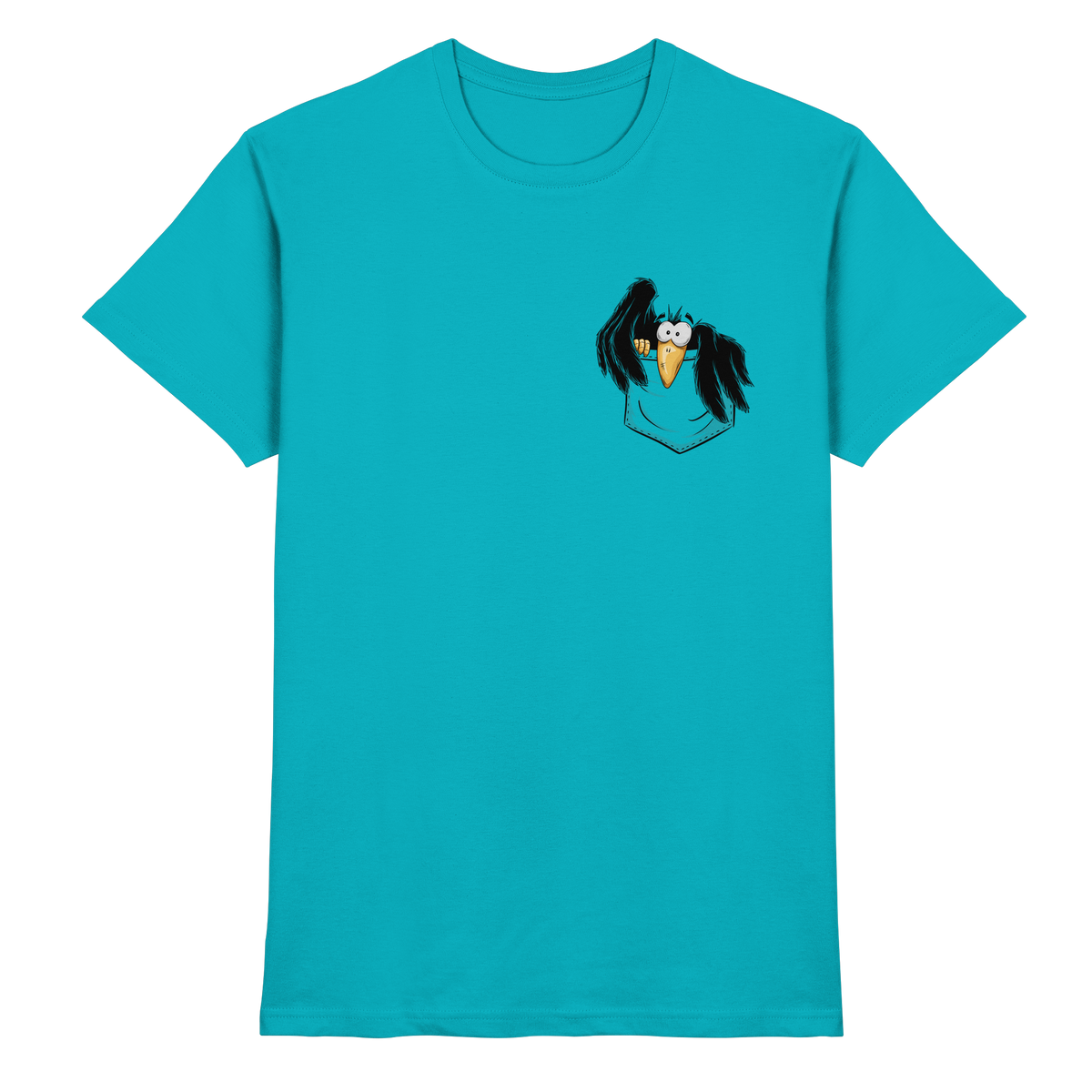 Kleiner Rabe | schwarze Krähe In Tasche - Premium Shirt