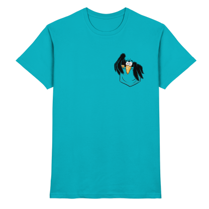 Kleiner Rabe | schwarze Krähe In Tasche - Premium Shirt