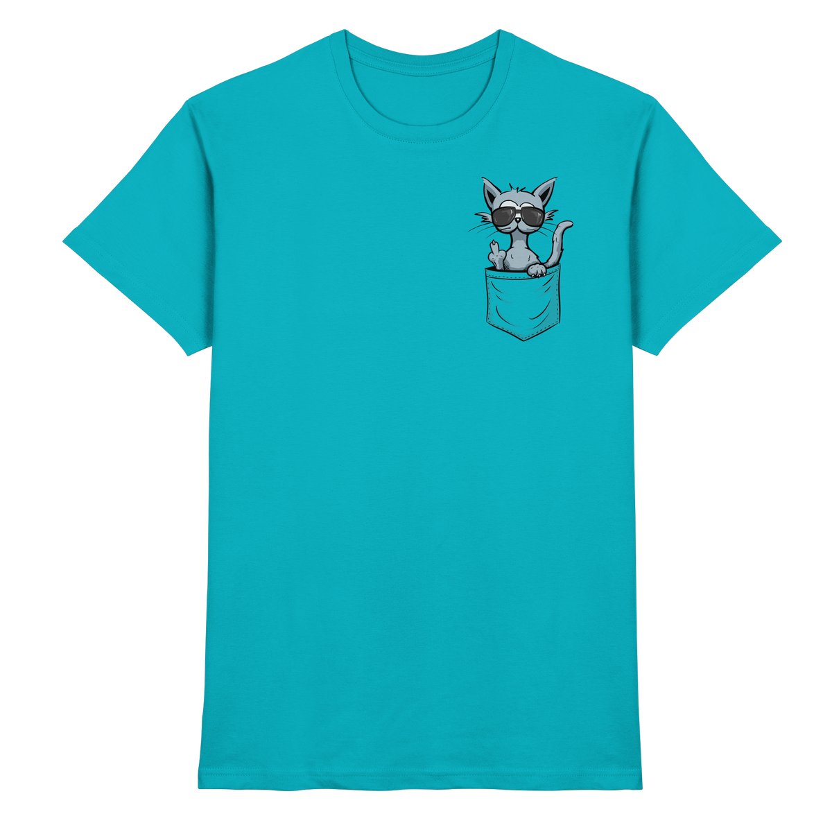 "Fuck Off" Mittelfinger Katze in der Tasche - Premium Shirt