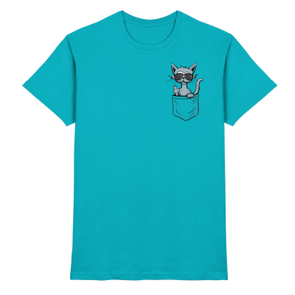 "Fuck Off" Mittelfinger Katze in der Tasche - Premium Shirt