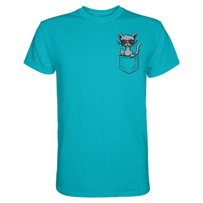 "Fuck Off" Mittelfinger Katze in der Tasche - Premium Shirt