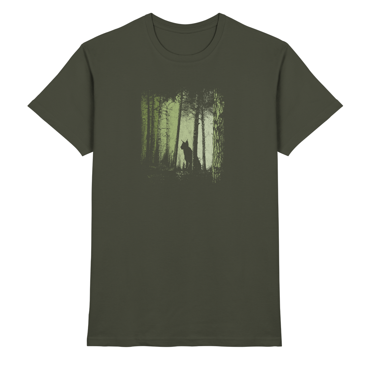 Luchs Wildkatze im Zwielicht Wald - Premium Shirt