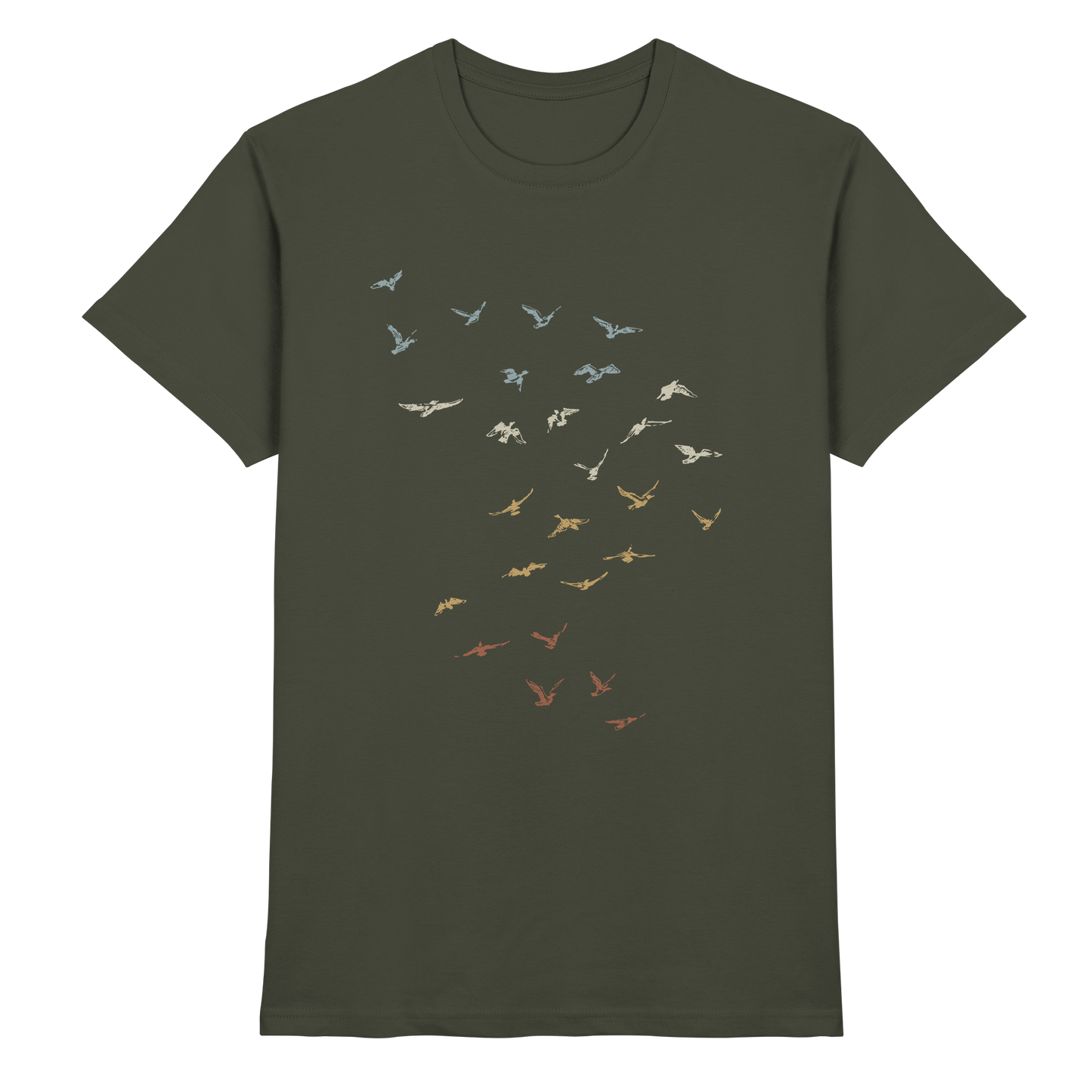Retro Vogel Schwarm - Premium Shirt