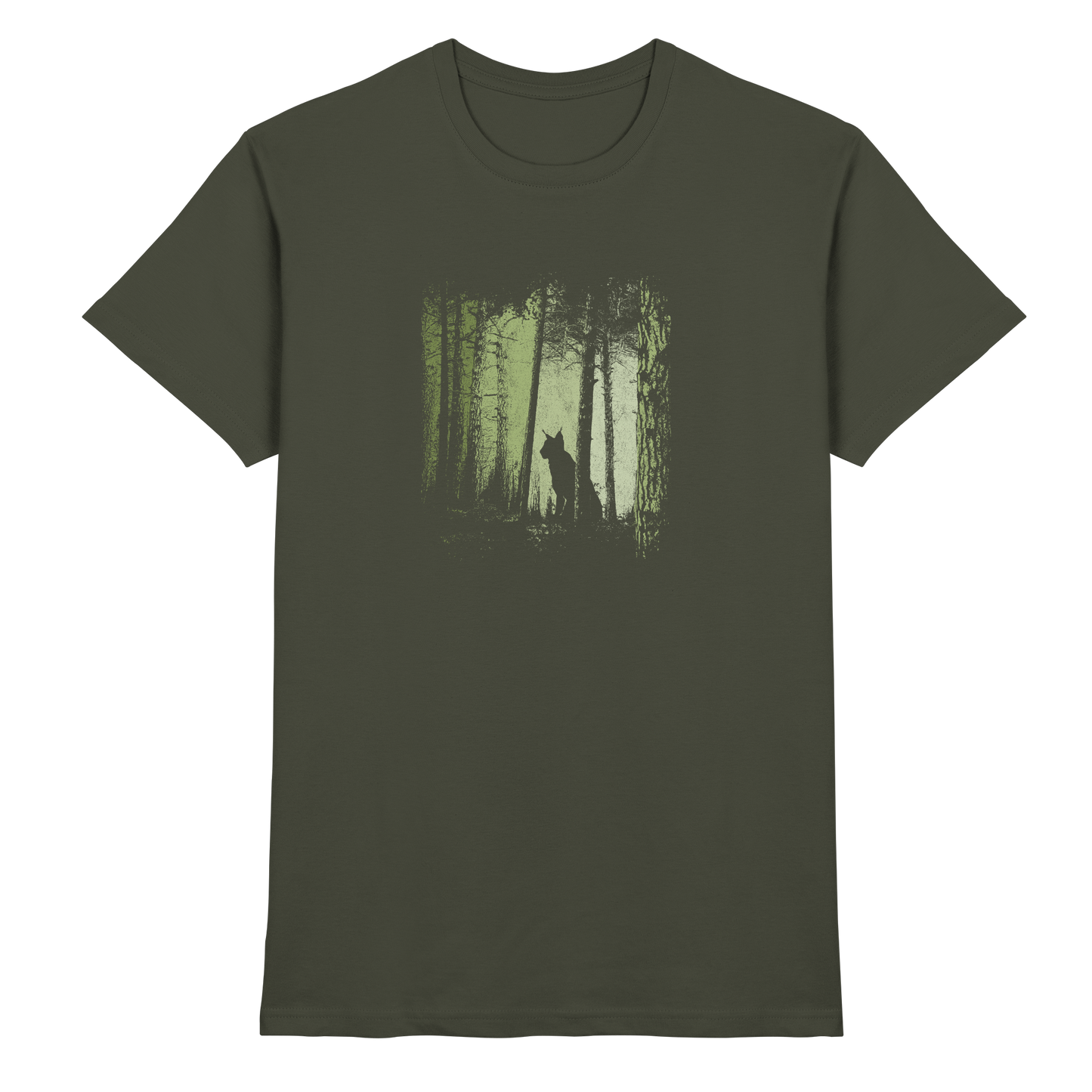 Luchs Wildkatze im Zwielicht Wald - Premium Shirt