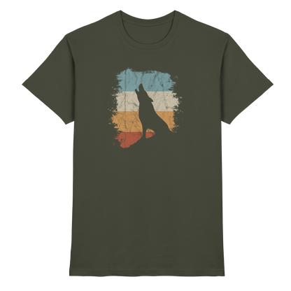 Retro Style lässig heulender Wolf  - Premium Shirt