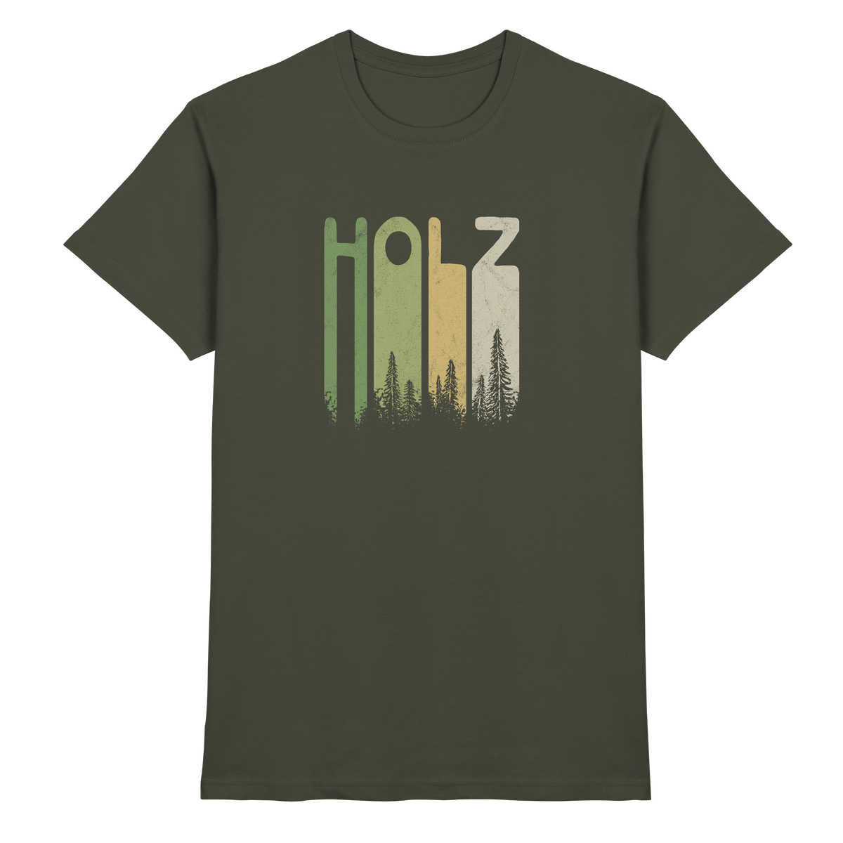 Holz Retro Wald Schriftzug - Premium Shirt