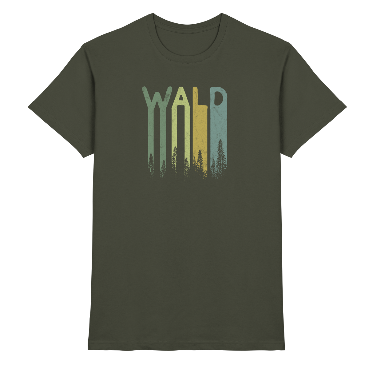 Wald Retro Forst Schriftzug - Premium Shirt