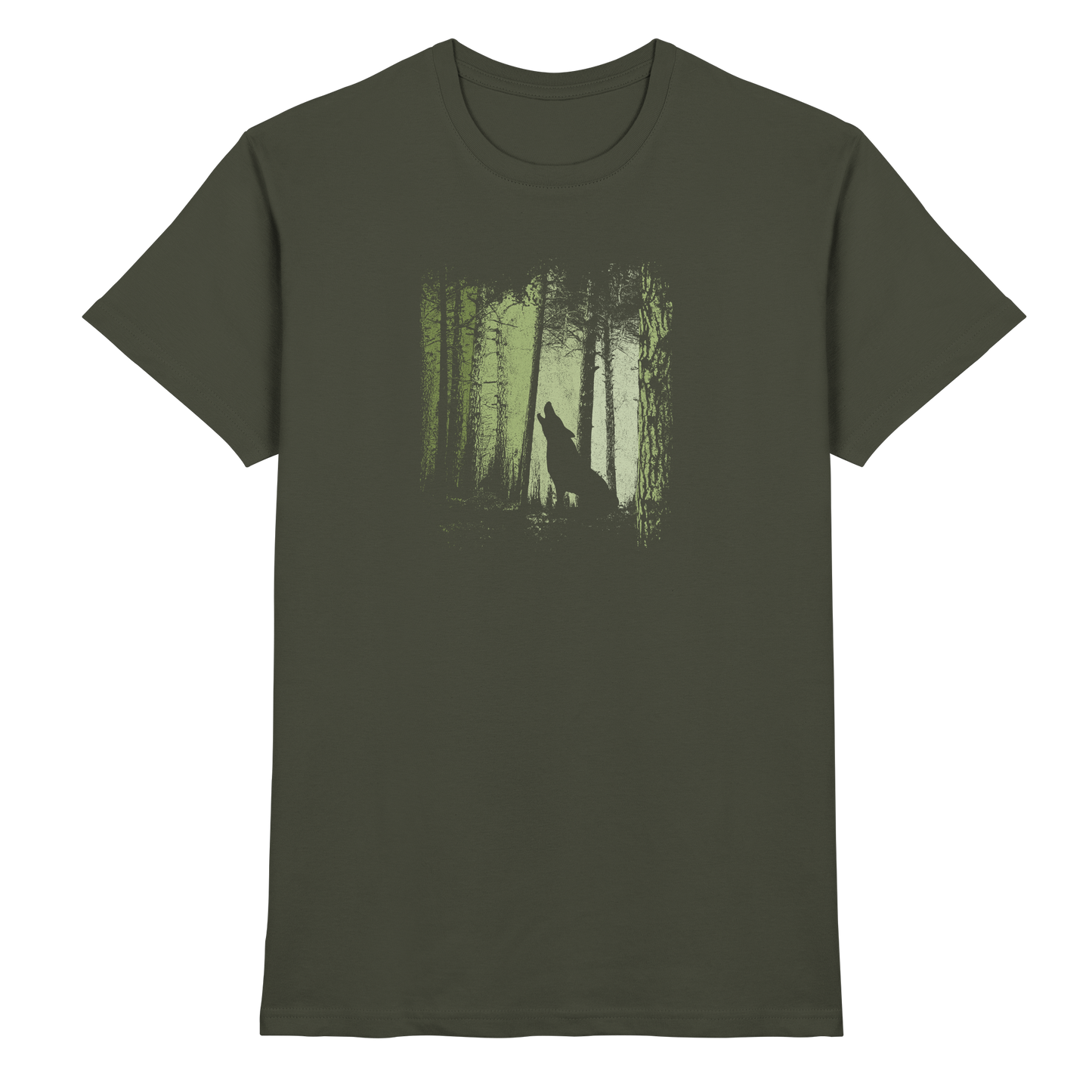 Einsamer Wolf im Zwielicht Wald  - Premium Shirt