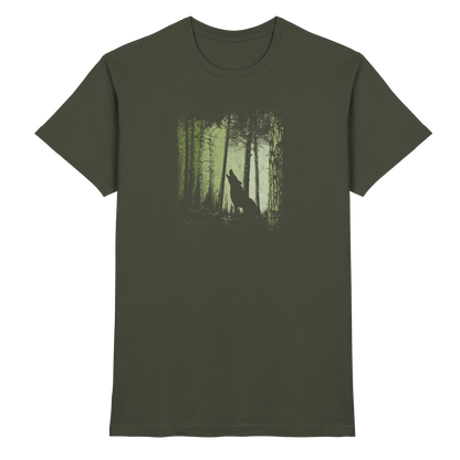 Einsamer Wolf im Zwielicht Wald  - Premium Shirt