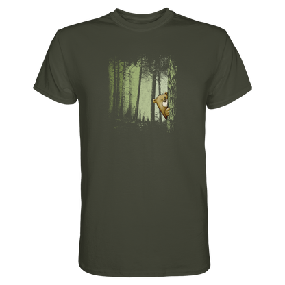 Comic Bär versteckt im Zwielicht Wald - Premium Shirt
