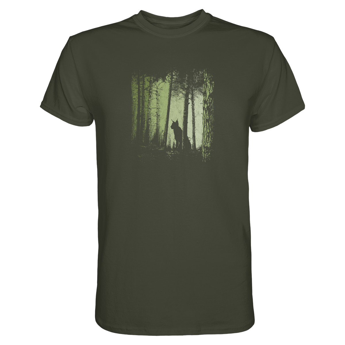 Luchs Wildkatze im Zwielicht Wald - Premium Shirt