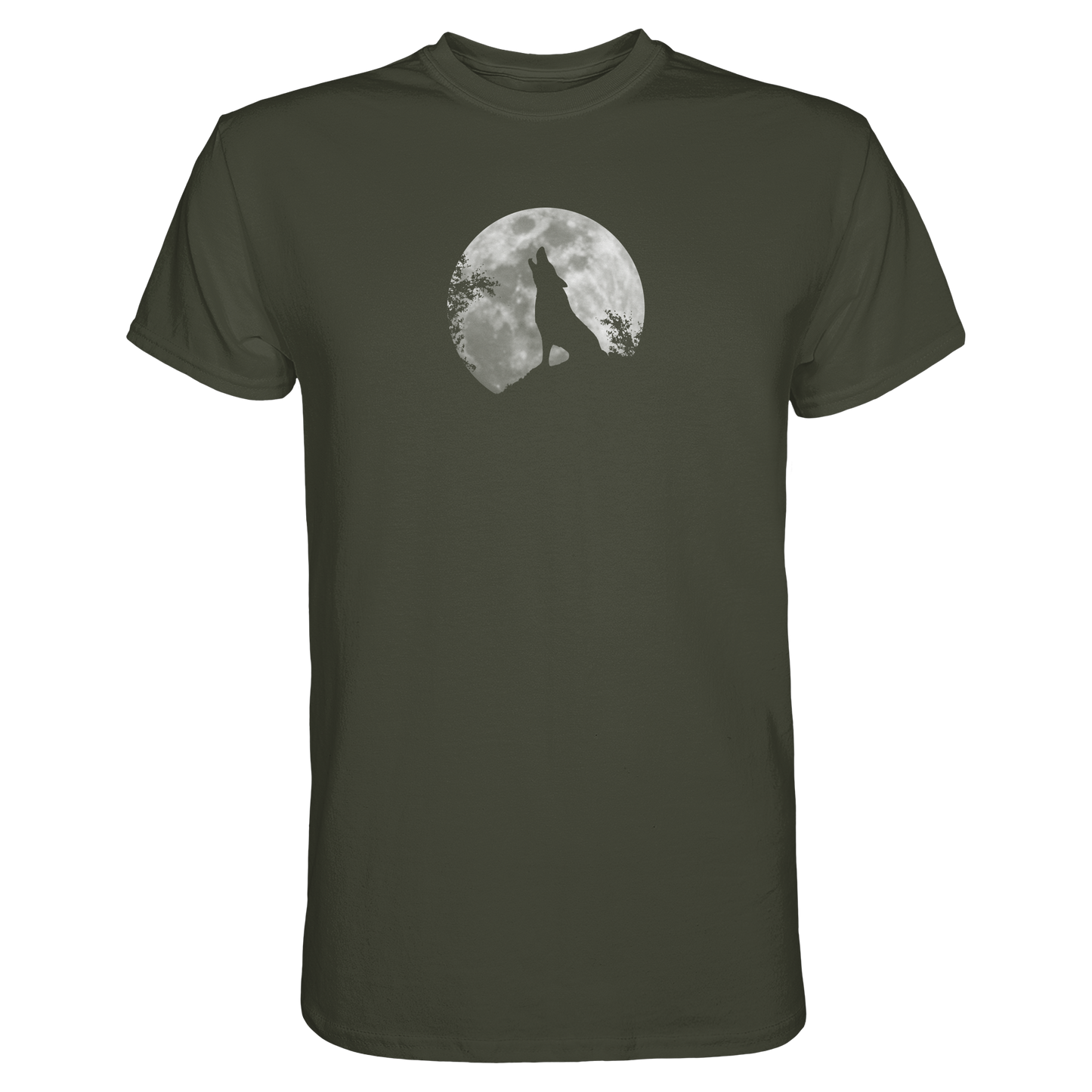 Heulender Wolf Silhouette vor Vollmond - Premium Shirt