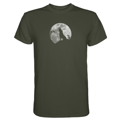 Heulender Wolf Silhouette vor Vollmond - Premium Shirt