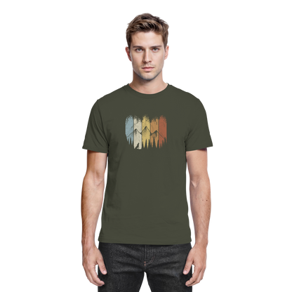 Retro Wald, Berge und Wolf  - Premium Shirt