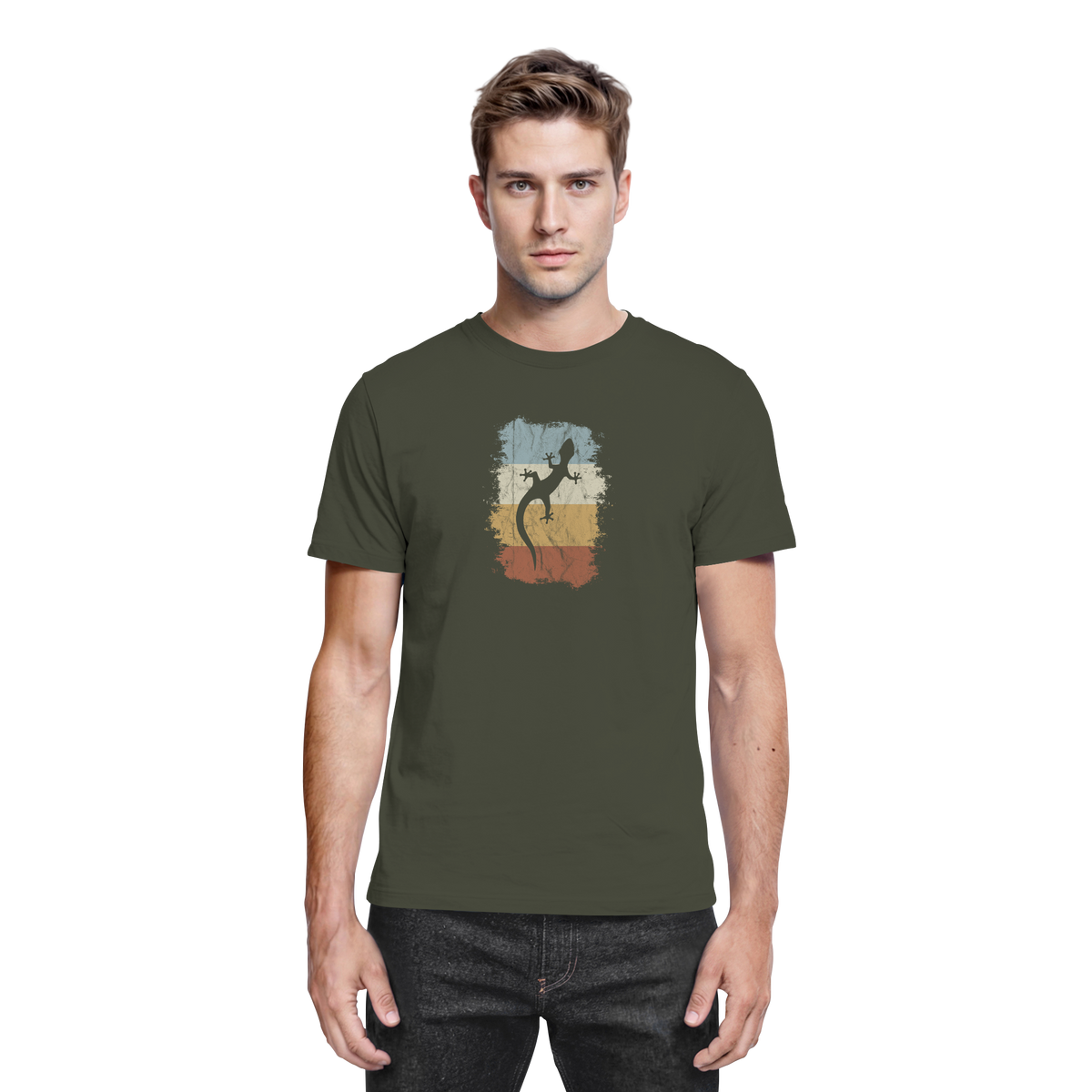 Retro Gecko Salamander Silhouette - Premium Shirt