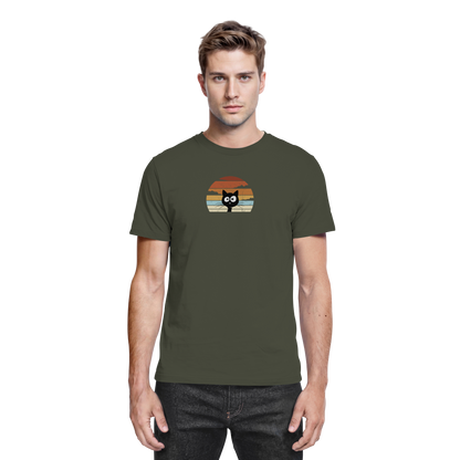 Retro schwarze Katze vor Sonnenuntergang - Premium Shirt