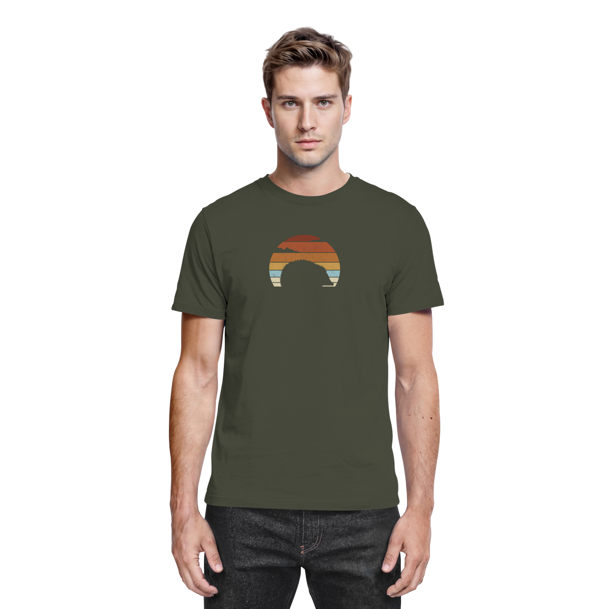 Retro Igel Silhouette im Sonnenuntergang - Premium Shirt