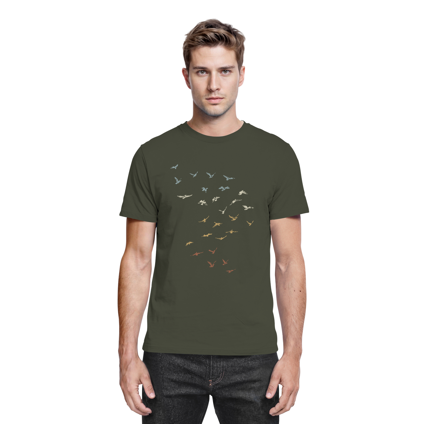 Retro Vogel Schwarm - Premium Shirt