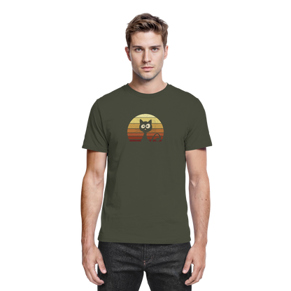 Katze vor Retro Sonnenuntergang - Premium Shirt