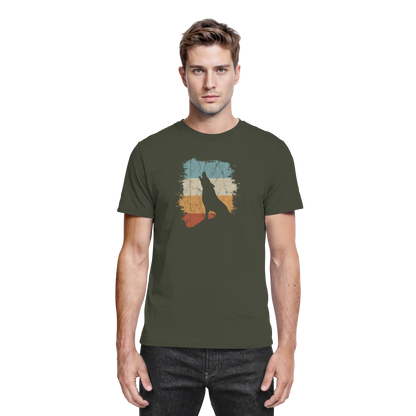 Retro Style lässig heulender Wolf  - Premium Shirt